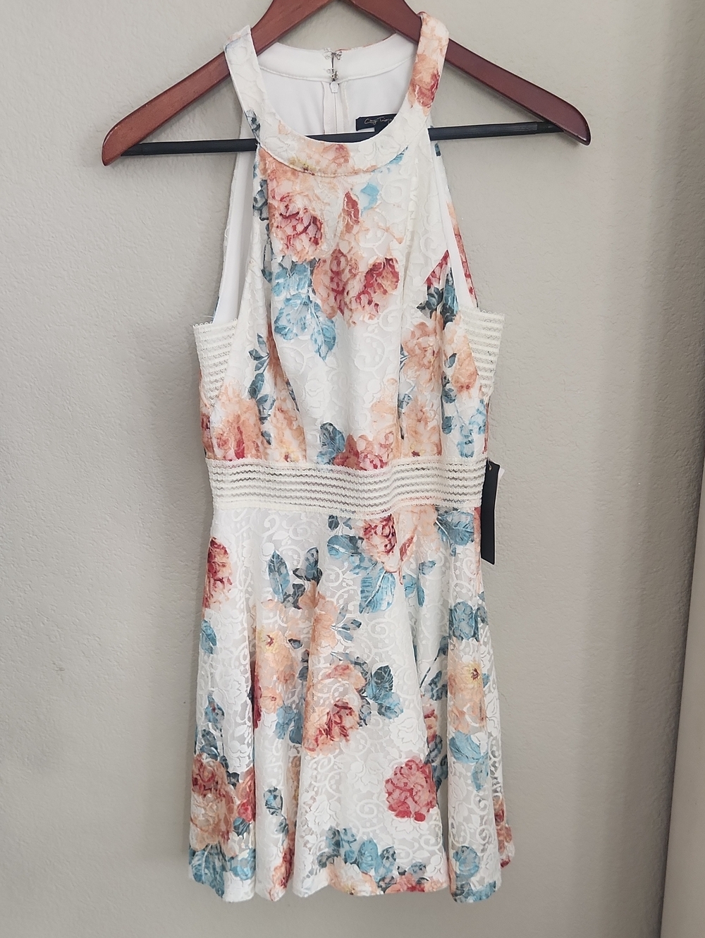 City Triangles White Floral Lace Fit-and-Flare Dress